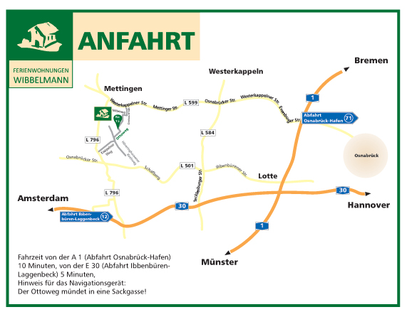 Anfahrt Ferienwohnungen Wibbelmann